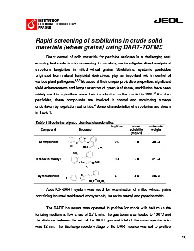 Rapid screening of stobilurins in crude solid materials